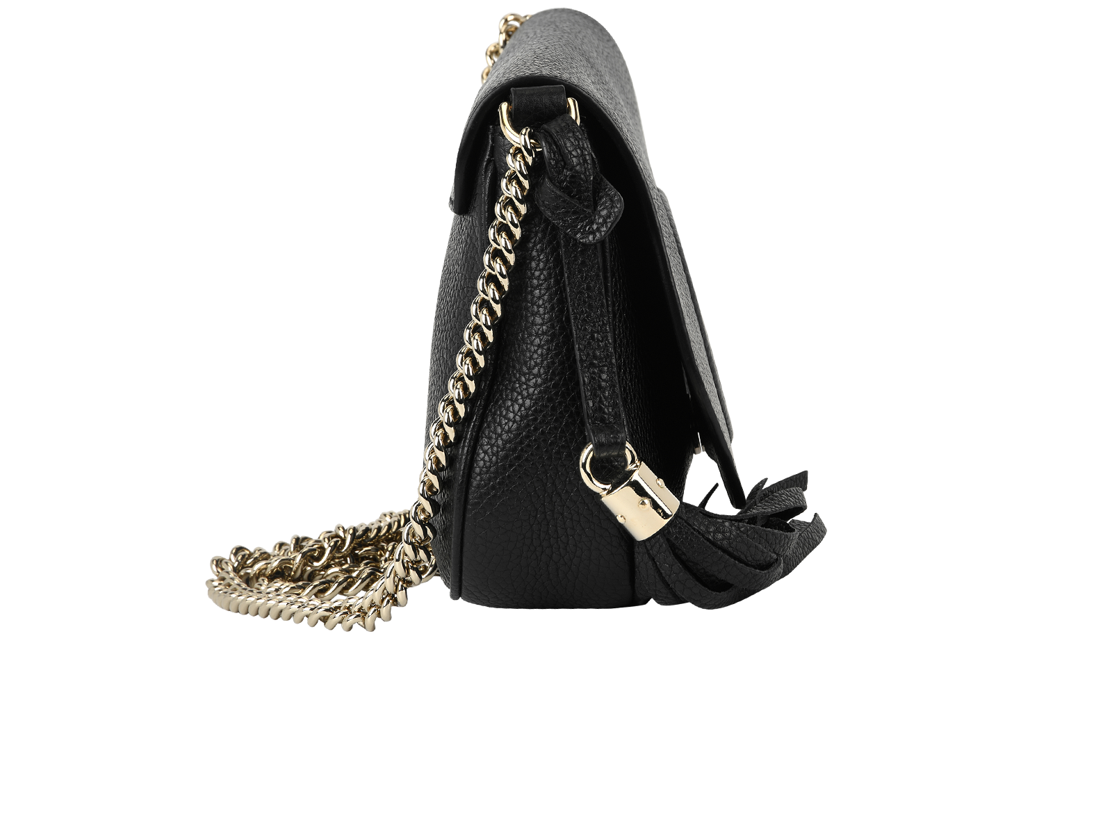 Soho Long Flap Bag, &pound;595, Handbags, Black, Leather, Side view